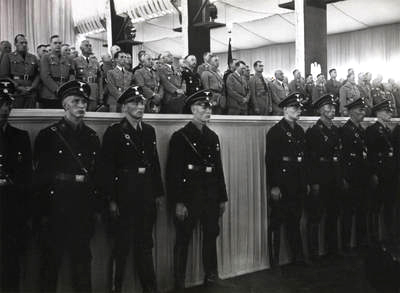 Adolf Hitler and officials of the NSDAP at the closing ceremony of the 10th Reichsparteitag in Nuremberg